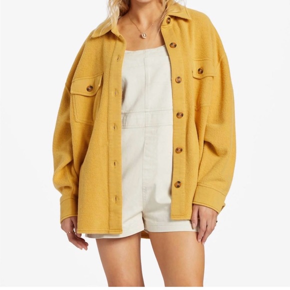 Billabong Jackets & Blazers - NWT Billabong Mustard Yellow Anytime Shacket